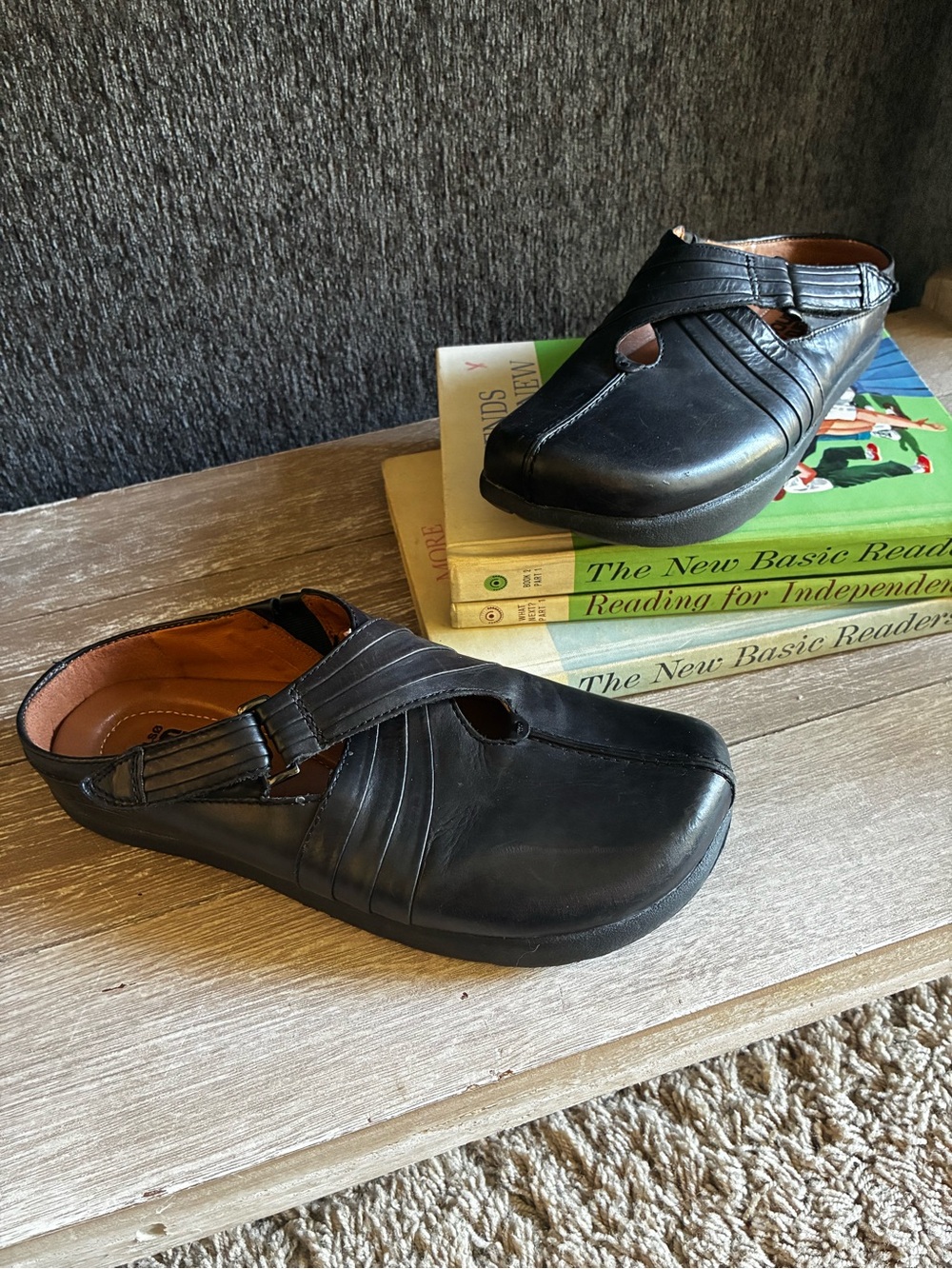 Women's Black Leather Slip-On Mules – Comfortable Everyday Clogs
